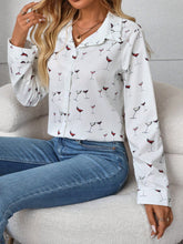 1pc Women Front Button Long Sleeve All-Over Print Casual Shirt
